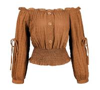 Grebrafan Camisa Gótica Victoriana para Mujer Vintage Manga Larga Pirata Blusa Steampunk (EUR(34-36) M Marrón)