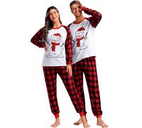 Grebrafan Conjunto de Pijama Navidad Parejas Manga Larga Familia Christmas Pajamas Mujer Rojo Medium
