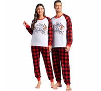 Grebrafan Familia Christmas Pajamas Traje Parejas Pijamas Navideños a Juego Mujer Rojo XX-Large
