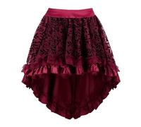 Grebrafan Steampunk Falda Mujeres Gótico para Cosplay (EUR(28-30) XXS, Vino Rojo)