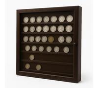 GRECA Vitrina Colecciones Monedas. Acabado Barniz Nogal. Ideal exponer tu colección. (40 * 5 * 40 cms)