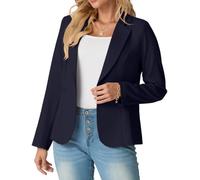 GRECERELLE Blazer de manga larga para mujer, casual, elegante, para el trabajo, la oficina, trabajo, boda, con botones y bolsillos, para mujer, talla 36-50, azul marino, 36