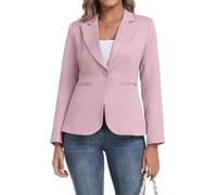 GRECERELLE Blazer de manga larga para mujer, casual, elegante, para el trabajo, negocios, con solapa, para trabajo, boda, con botones, bolsillos para mujer, rosa, 38