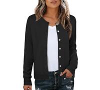 GRECERELLE Cárdigan de punto para mujer ligero de manga larga cárdigan elegante cuello redondo cárdigan casual suéter chaleco de punto clásico abrigo de punto con botones de perlas, otoño, invierno