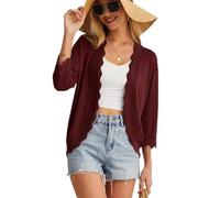 GRECERELLE Cárdigan ligero de punto de manga larga para mujer con cuello en V vintage clásico cárdigan, rojo tostado, M