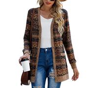 GRECERELLE Cardigans de manga larga para mujer con botones acanalados y frontal abierto, cárdigans con bolsillo para mujer con botón, XXL