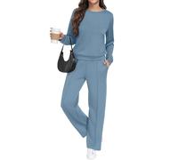 GRECERELLE - Conjunto deportivo de mujer de dos piezas, traje de entrenamiento, sudadera con capucha de manga larga, cuello redondo informal, tops casuales y pantalones de chándal con bolsillos, Color