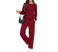 GRECERELLE - Conjunto deportivo de mujer de dos piezas, traje de entrenamiento, sudadera con capucha de manga larga, cuello redondo informal, tops casuales y pantalones de chándal con bolsillos