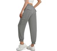 GRECERELLE Pantalones cargo casuales para caminar para mujer, pantalones de senderismo de verano para señoras Reino Unido con cintura elástica, tobillos con puños y 6 bolsillos, ideales para ropa