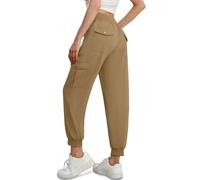 GRECERELLE Pantalones cargo casuales para caminar para mujer, pantalones de senderismo de verano para señoras Reino Unido con cintura elástica, tobillos con puños y 6 bolsillos, ideales para ropa