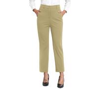 GRECERELLE - Pantalones de trabajo para mujer, elegantes y elásticos, con cintura alta y pierna recta, para oficina, casuales, de yoga, con bolsillos y cremallera, caqui, M