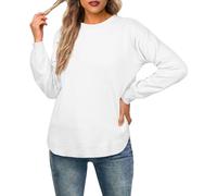 GRECERELLE Suéter de manga larga para mujer, ligero, cuello redondo, casual, suave, suéter de punto para mujer, 02 Blanco, S