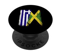 Grecia Jamaica Media Bandera Herencia Griega jamaicana PopSockets PopGrip Adhesivo