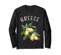 Grecia Limón Arte Griego Fruta Amante Mar Egeo Vintage Manga Larga