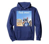 Grecia para niños Hola en Griego Cat Acrópolis Atenas Sudadera con Capucha