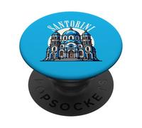 Grecia Vacaciones Y Iglesia Griega Santorini PopSockets PopGrip Adhesivo