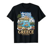 Grecia Viajes Cultura mediterránea Camiseta gráfica económica, Hombre, Negro, M
