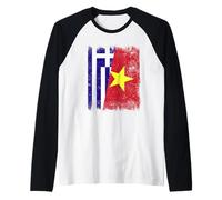 Grecia Vietnam Media Bandera Grecia Vietnamita Historia Camiseta Manga Raglan
