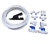GREDIA Tubo de 10 metros de 1/4 "pulgadas + accesorios de tubo de agua de conexión rápida de 1/4" pulgadas para sistema RO (válvula de bola + tipo L + Y + I + T) + cortador de manguera de tubo de PVC