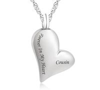 Gredstar Collar de urna personalizado Forever in My Heart para cenizas para mujer, colgante conmemorativo en forma de corazón, soporte para cenizas, joyería de cremación, Acero inoxidable, Sin piedra