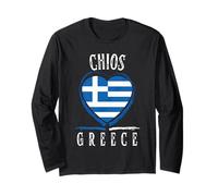 Greece Flag Heart Chios City Manga Larga