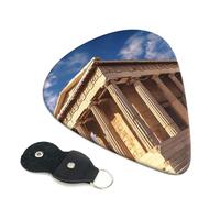 Greece History Building - 6 púas de celuloide de 0,71 mm de grosor con soporte de púas de cuero, púa de guitarra personalizada para bajo, guitarras eléctricas y acústicas, regalo para amantes de las