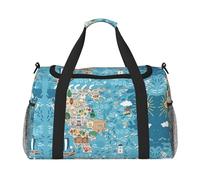 Greece Map - Bolsa de viaje de mano grande reutilizable, perfecta para actividades al aire libre, deportes, camping y comestibles, Negro -, Talla única