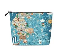 Greece Map - Organizador de viaje para mujer, bolsa de cosméticos de cáñamo falso, gran capacidad, con cremallera