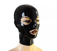 GREEFEI Capucha de Látex Negro,Máscara de Caucho con Cremallera Trasera Hecha a Mano,Accesorios de Mascarada para Cosplay L