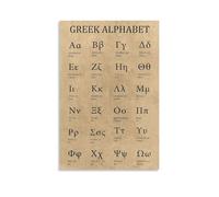 Greek Alphabet Poster - Alpha Beta Gamma Letters and Symbols Chart, Educational Wall Art for Language Learning and Room Decor(Unframed,16x24inch(40x60cm))