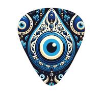Greek-Bead-Turkish-Nazar-Amulet - Paquete de 12 púas de guitarra con 3 grosores y caja de almacenamiento, púas ABS para bajo eléctrico