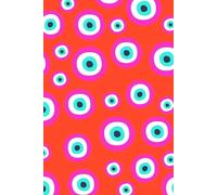 Greek Evil Eye Journal - Summer Edition | Kakomátia-Inspired Notebook in Pink, Coral, Orange & Traditional Blue | 150 Lined Pages
