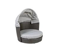 Greemotion Cama para Perros de Poli Ratán con Techo y Cojines de 100% Poliéster, Cesta Perros Mascotas Cubierta, Aprox. 100 x 61/100 x 100 cm, Gris