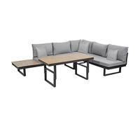 Greemotion Juego de Muebles salón San Jose, Conjunto de Muebles de Aluminio para jardín con Mesa Ajustable en Altura, Cojines multifuncionales en Color Gris