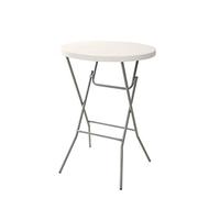 greemotion Mesa Auxiliar de Jardín Plegable San Remo, Mesa Tijera Plegable, Mesa Coctelera Plegable de Acero con Tablero de Plástico, Aprox. Ø 80 cm, Blanco