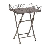 Greemotion Mesa de Jardín Plegable Toulouse, Mesa Auxiliar de Acero Plastificado, Mesa Tijera Plegable con Bandeja Extraíble, Aprox. 51 x 36 x 69 cm, Gris Hierro