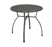 Greemotion Mesa de Jardín Toulouse, Mesa Exterior Redonda de Acero Plastificado, Mesa Comedor 4 plazas con Pata Niveladora, Aprox. Ø 80 x 74 cm, Gris Hierro