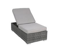 Greemotion Tumbona de Jardín Bari, Tumbona Modular de Poli ratán con Respaldo Regulable 5 Posiciones y Cojines, Aprox. 140,5 x 35/45 x 71 cm, Antracita/Gris