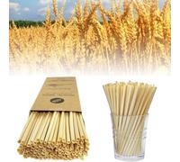 Green 100pcs pajitas naturales, ecológicas y biodegradables, paja pajitas，calibre 20 cm / 4 mm, para bebidas en bares, fiestas, en casa, leche, cócteles