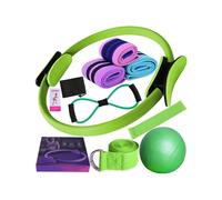 (Green) 11pcs Pilates Kit Essential Set for Women with Pilates Ring, Ball, Resistance Bands & More for Home Workouts Versatile Resistance Levels