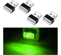 (Green) 4pcs Usb Led Car Interior Atmosphere Lamp, Mini Usb Car Light, Plug-in Usb Interface Trunk Ambient Lighting Portable Night Light - Pjun