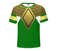 (Green,4XL)Camiseta Mighty Morphin Power Rangers Manga Corta Estampado de Dibujos Animados Verano Informal