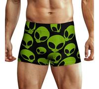 Green Alien Head - Calzoncillos Tipo bóxer para Hombre, Cintura elástica, Transpirable, Ropa Interior Suave