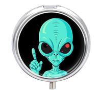 Green Alien - Pastillero pequeño portátil con 3 compartimentos para medicina, organizador de pastillas para bolso de bolsillo