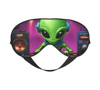 Green Alien Print - Máscara de ojos opaca con correa ajustable de dos caras para dormir o viajar
