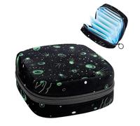 Green Aliens and Galaxy Stars - Bolsa de almacenamiento de servilletas sanitarias, bolsa grande para copa menstrual con cremallera, bolsa para almohadillas de período, para guardar panty forros,