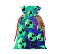 Green Aliens - Bolsas de regalo reutilizables con cordón para regalo, versátiles, regalos de cumpleaños y fiestas