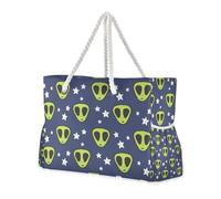 Green Aliens - Bolsas y bolsas de gran capacidad con bolsillos laterales, bolsa portátil de viaje con bolsillos con cremallera