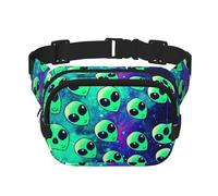 Green Aliens - Cangureras para mujeres y hombres, riñoneras de moda para entrenamiento, correr, viajar, senderismo, NEGRO, One Size