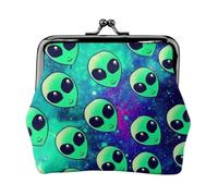 Green Aliens - Cartera minimalista ligera con estampado de alienígenas, bolsa compacta para monedas para visitas al gimnasio y mandados, Black, Talla única, Bolsa para monedas